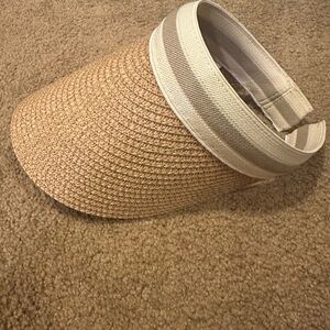 JLUXLABEL Tan and Cream Woven Visor